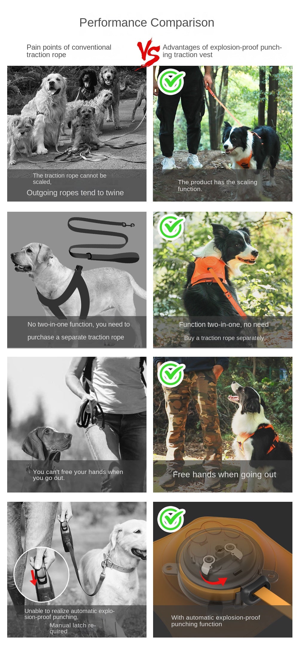 Pettorina e guinzaglio retrattile per cani, 2 in 1, No-Pull, gilet imbottito morbido regolabile