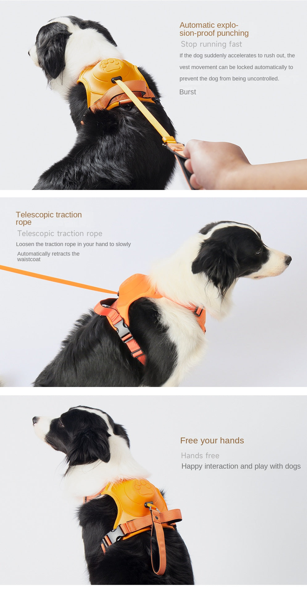 Pettorina e guinzaglio retrattile per cani, 2 in 1, No-Pull, gilet imbottito morbido regolabile